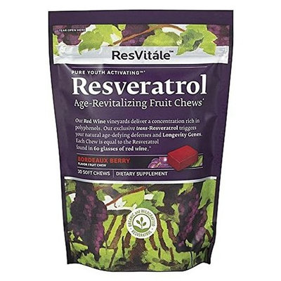 ResVitale - Resveratrol Age-Revitalizing Fruit Chews Bordeaux Berry - 30 Soft Chews
