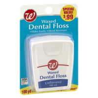 Walgreens Waxed Unflavored Dental Floss