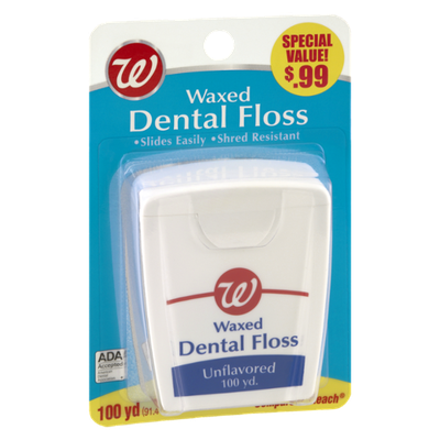 Walgreens Waxed Unflavored Dental Floss
