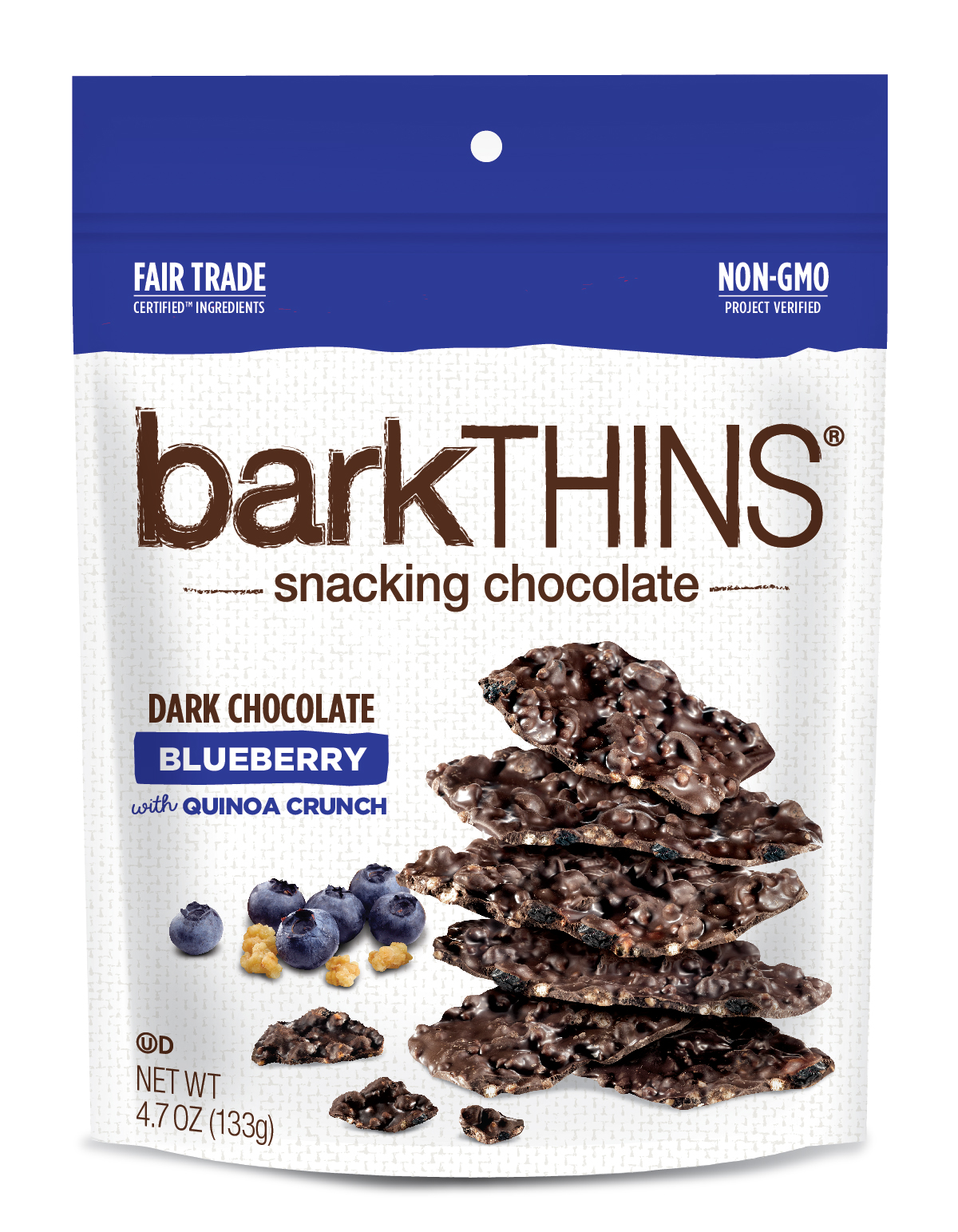 Bark Thins Snacking Chocolate Blueberry Quinoa with Agave