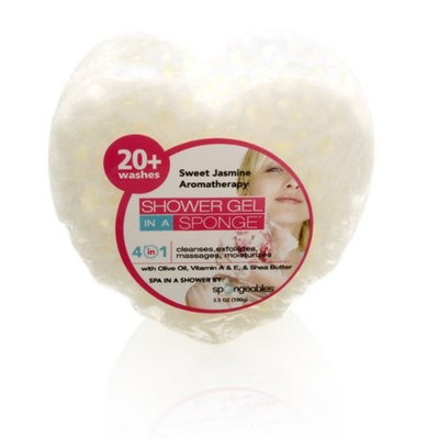 Spongeables Shower Gel in a Sponge (White Heart) 20+ Uses Sweet Jasmine Aromatherapy