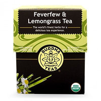 Buddha Teas Feverfew Lemongrass 100 Percent Organic Herbal Tea 18 Bags Per Packet