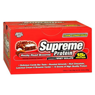 Supreme Protein Carb Conscious Rocky Road Brownie Chocolate Bars 9 Pk