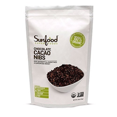 Sunfood Cacao Nibs, Certified Organic, Non-GMO, Raw, Bulk 2.5Lb