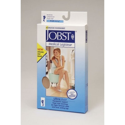 Jobst Women's Ultrasheer 15-20 mmHg Thigh High Support Sock with Silicone Dotted Top Band Size: X-Large, Color: Classic Black