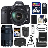 Canon EOS 6D Digital SLR Camera Body with EF 24-105mm L IS USM & 75-300mm III Lens + 64GB Card + Case + Grip + Battery & Charger + Tripod + Filters Kit