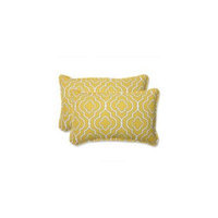 Pillow Perfect Outdoor 2-Piece Rectangular Throw Pillow Set - Yellow/White Starlet