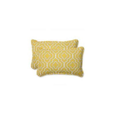 Pillow Perfect Outdoor 2-Piece Rectangular Throw Pillow Set - Yellow/White Starlet