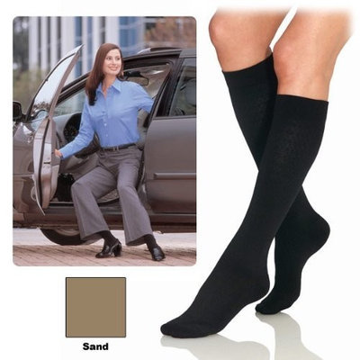 Jobst Women Pattern Trouser Socks, Knee Length 8-15 mmHg Compression, Sand Color, Size: Large - 1 Piece
