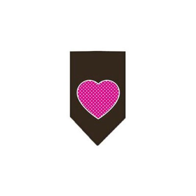Ahi Pink Swiss Dot Heart Screen Print Bandana Cocoa Small