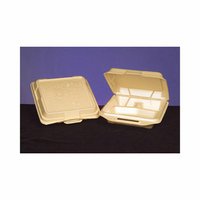 Genpak Foam Hinged Carryout Container with 3 Compartment in Sesame