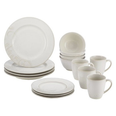 Bonjour Paisley Vine 16 Piece Dinnerware Set - Cream