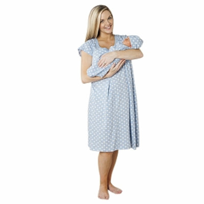 Baby Be Mine Charlotte Nursing NightGown with Romper, Blue, Medium, 1 ea