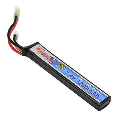 Tenergy LiPO 7.4V 1200mAh 20C Short Stick Battery Pack for Airsoft Guns with Mini Tamiya