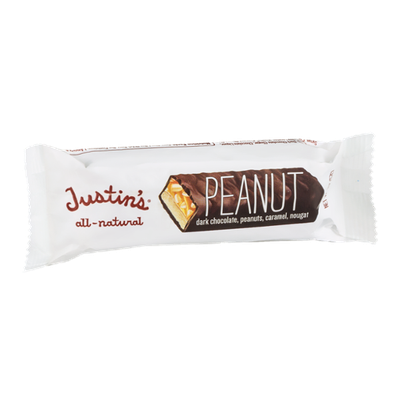 Justin's Peanut Dark Chocolate, Peanuts, Caramel, Nougat Bar
