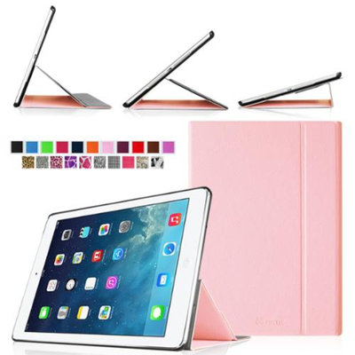 Fintie Smart Book Cover Case Ultra Slim Light Weight Stand Supports Three Viewing Angles for Apple iPad Air, Pink