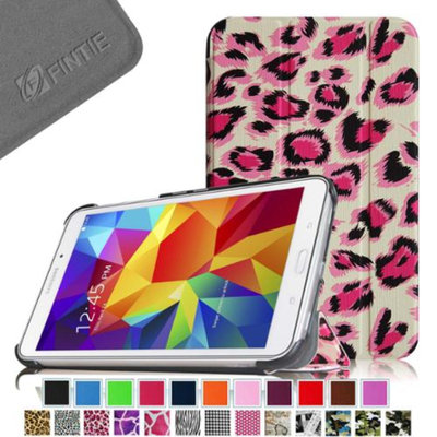 Fintie Smart Shell Case Ultra Slim Lightweight Stand Cover for Samsung Galaxy Tab 4 7.0 Tablet, Leopard Pink