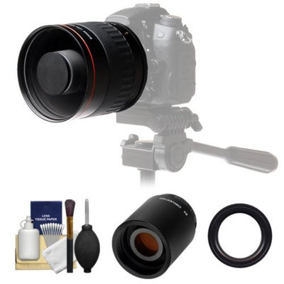 Vivitar 500mm f/6.3 Mirror Lens with 2x Teleconverter (=1000mm) + Accessory Kit for Nikon D3200, D3300, D5200, D5300, D7000, D7100, D610, D800, D810, D4s DSLR Cameras