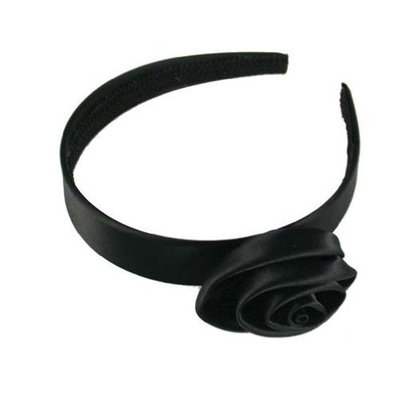 Smoothies Satin Headband Rosette-Black 01404