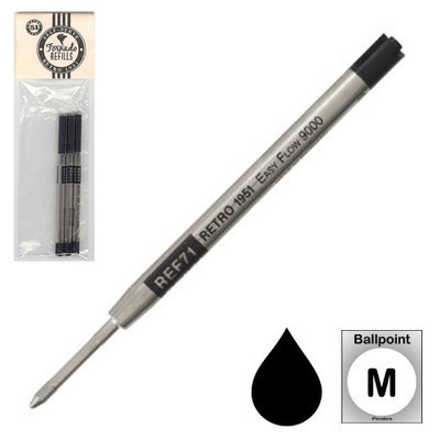 Retro 51 Easy Flow 9000 Ballpoint Refill 3 Pack Black