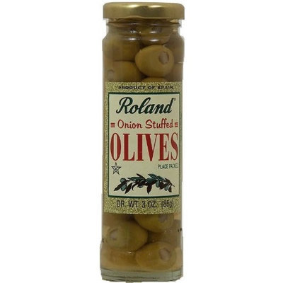 Roland onion stuffed green olives, 3-oz. glass jar