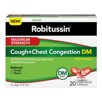 Robitussin DM Cough+Chest Congestion Liquid-Filled Capsules, Non-Drowsy, 20 ea