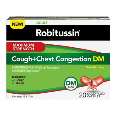 Robitussin DM Cough+Chest Congestion Liquid-Filled Capsules, Non-Drowsy, 20 ea