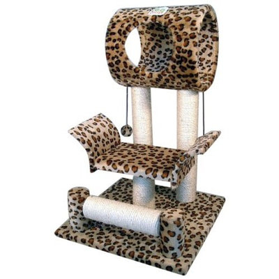 Go Pet Club Cat Tree Condo House, 18W x 17.5L x 28H Inches, Leopard