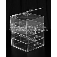 Clear Cube Organizer Acrylic Clear Cube Makeup Organizer 3 Drawers plus one w/Lid Display
