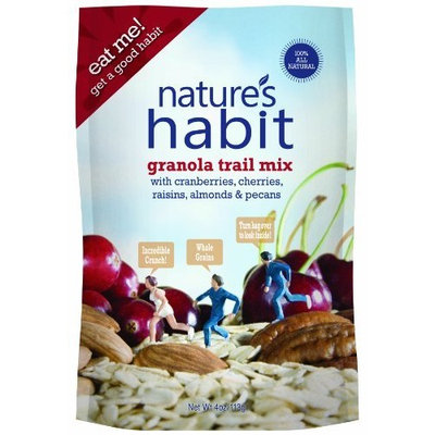 Nature's Habit Granola Trail Mix with Cranberries, Cherries, Raisins, Almonds and Pecans, 4-Ounce Pouches (Pack of 12)