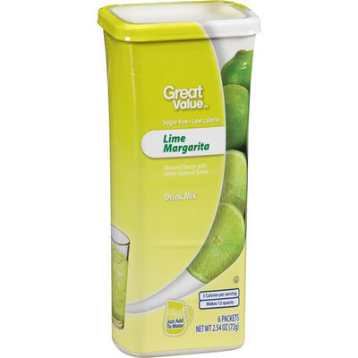 Great Value Lime Margarita Drink Mix, 2.54 oz, 6ct
