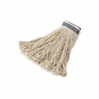 Rubbermaid Commercial Products Universal Headband Cotton Mop Heads with 1'' Blue Headband in White