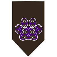 Ahi Argyle Paw Purple Screen Print Bandana Cocoa Large