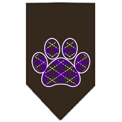 Ahi Argyle Paw Purple Screen Print Bandana Cocoa Large