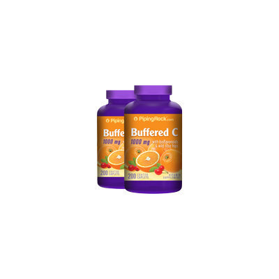Piping Rock Buffered C 1000 mg with Bioflavonids 2 Bottles x 200 Coated Caplets