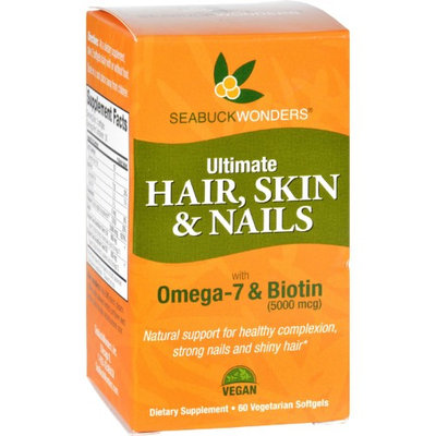 Seabuck Wonders - Ultimate Hair Skin & Nails with Omega-7 & Biotin - 60 Vegetarian Softgels