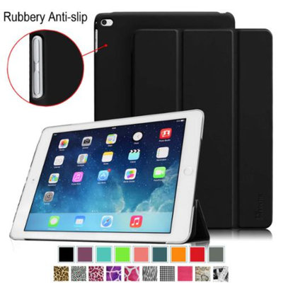 Fintie iPad Air 2 Case - Super Slim Case with Rubberized Anti-Slip Back Cover With Auto Wake / Sleep, Black