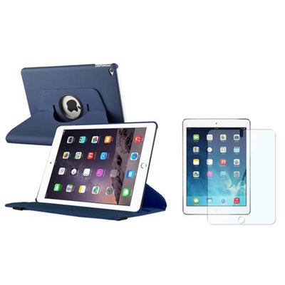 Insten iPad Air 2 Case, by INSTEN Baby Blue Multi Viewing Stand Leather Pouch + Clear Protector for Apple iPad Air 2 2nd Gen