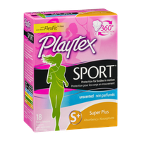 Playtex Sport Unscented Plastic Tampons Super Plus - 18 CT