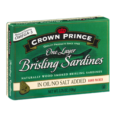 Crown Prince One Layer Brisling Sardines In Oil/No Salt Added