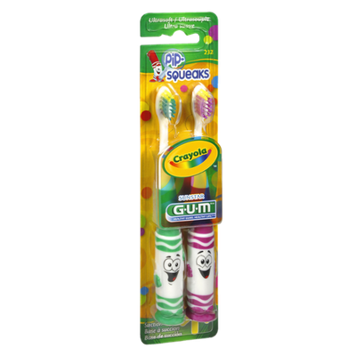 GUM Crayola Pip-Squeaks Ultrasoft Toothbrush - 2 CT