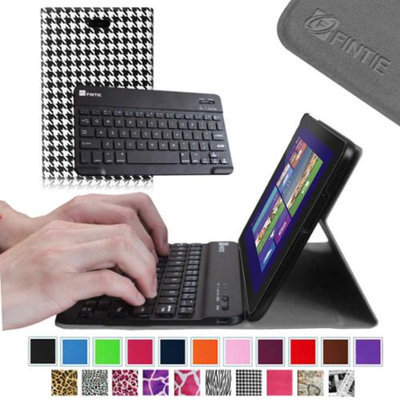 Fintie SlimShell Case Wireless Bluetooth Keyboard Cover for Dell Venue 8 Pro Windows 8.1 Tablet, Houndstooth Black