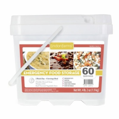 Lindon Farms Food Storage Kit Cheddar Broccoli Soup, Chili, & Beef Flavored Vegetable Stew, 60 Servings, 1 ea