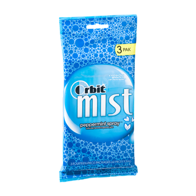 Wrigley's Orbit Mist Peppermint Spray Sugarfree Gum- 3 PK