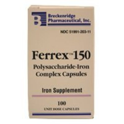 Www.breckenridgepharma.com Ferrex -150 Capsules, Prevents Iron Deficiency - 100 Each