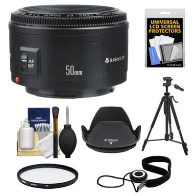 Canon EF 50mm f/1.8 II Lens + UV Filter + ES-62 Lens Hood + Tripod + Kit for EOS 6D, 70D, 5D Mark II III, Rebel T3, T3i, T4i, T5, T5i, SL1 DSLR Camera