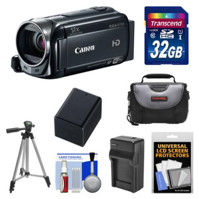 Canon Vixia HF R50 8GB 1080p HD Wi-Fi Digital Video Camcorder with 32GB Card + Battery + Charger + Case + Tripod + Kit