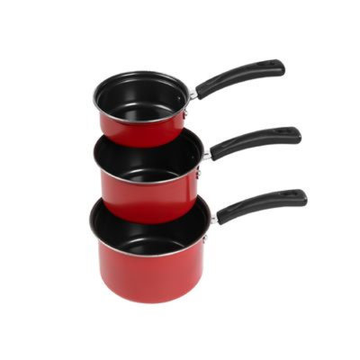 Tabletops Unlimited, Inc Essential Home 3 Piece Carbon Steel Sauce Pan Set Red - TABLETOPS UNLIMITED, INC.