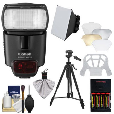 Canon Speedlite 430EX II Flash with Softbox + Bounce Diffuser + Batteries & Charger + Tripod + Kit for EOS 6D, 70D, 5D Mark II III, Rebel T3, T3i, T4i, T5, T5i, SL1 Cameras