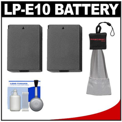 (2) Power2000 LP-E10 Rechargeable Batteries with Spudz + Cleaning Kit for Canon EOS Rebel T3 (1100D) Digital Camera